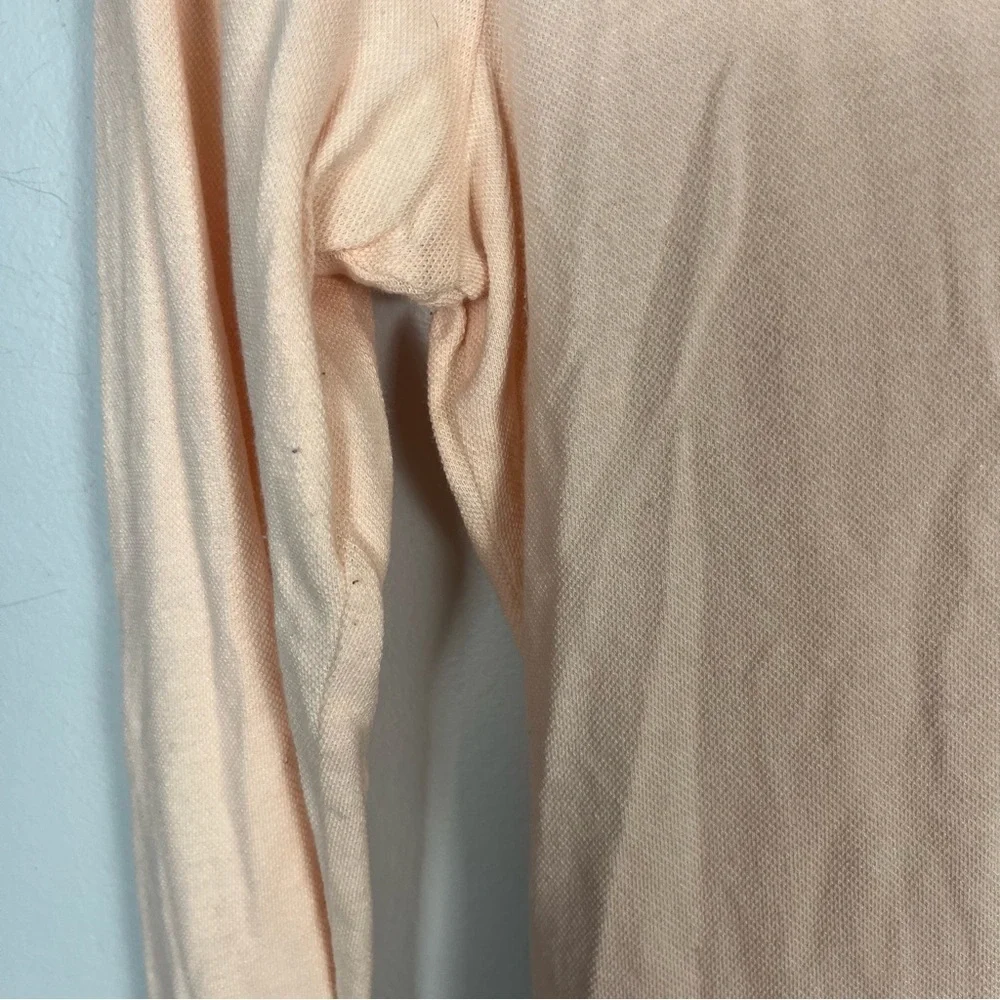 Tory Burch Lidia Long Sleeve Ruffle Polo Shirt Top Pale Pink Gold buttons size S